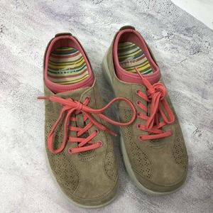 Dansko Elise Womens Suede Leather Sneakers Size 38 (7.5-8) Tan‎ and Pink Comfort
